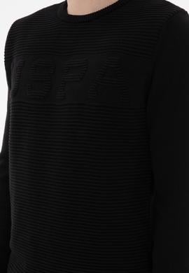 Erkek Slim Fit Bisiklet Yaka Siyah Kazak - 50293089018