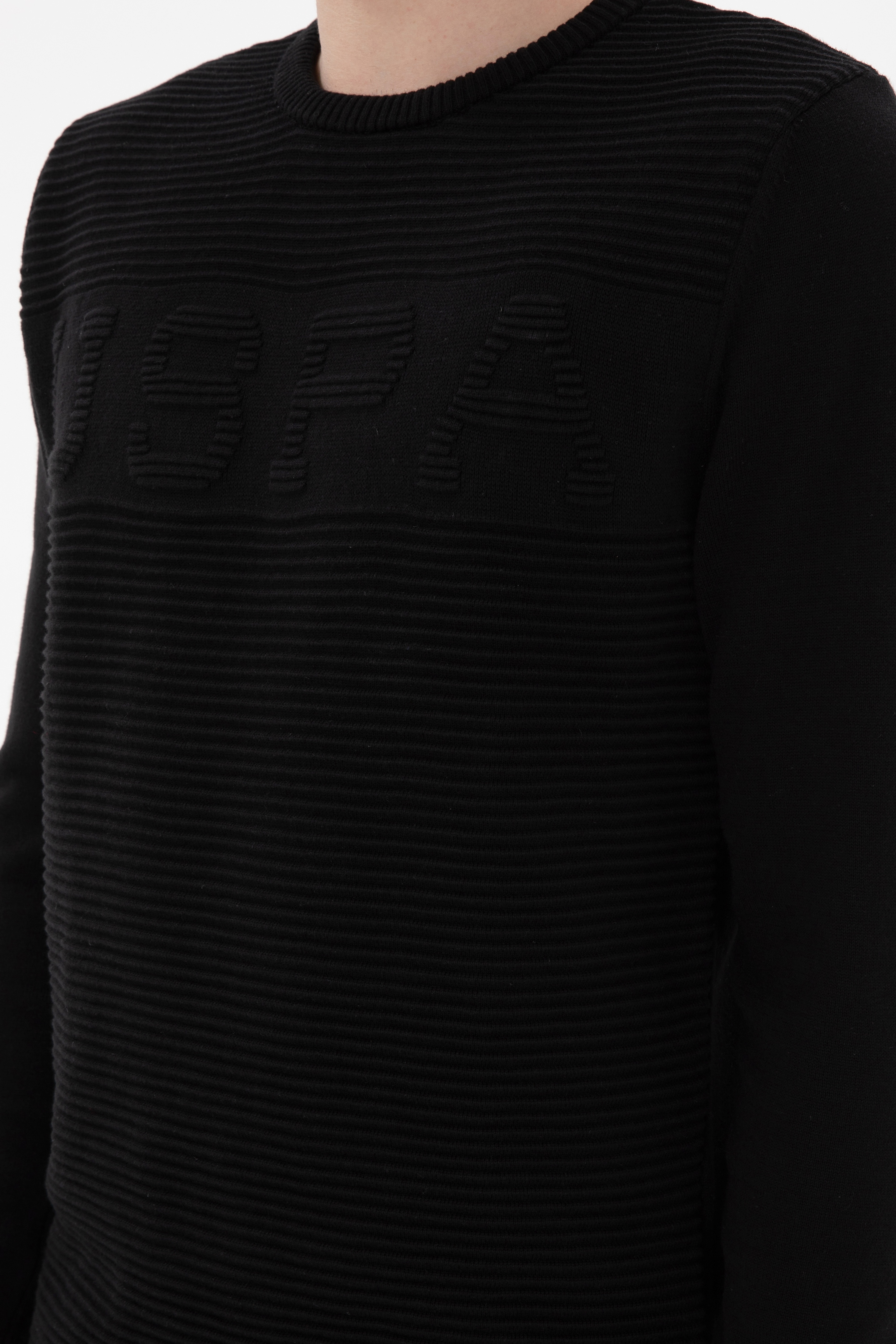 Erkek Slim Fit Bisiklet Yaka Siyah Kazak - Image 7