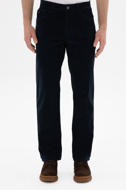 Erkek Regular Fit Lacivert Kanvas Pantolon