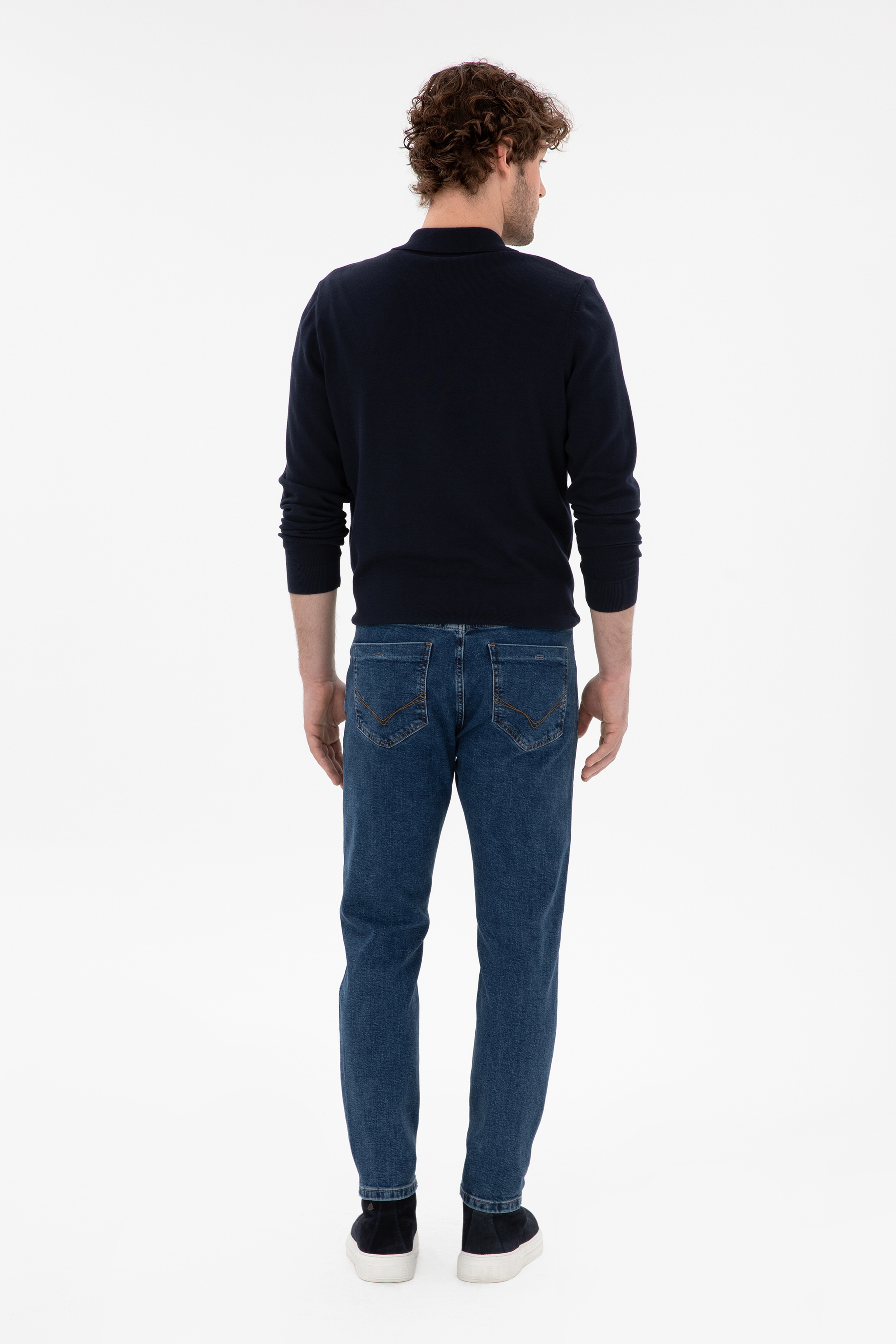 Erkek Koyu Mavi Jean Pantolon - Image 4
