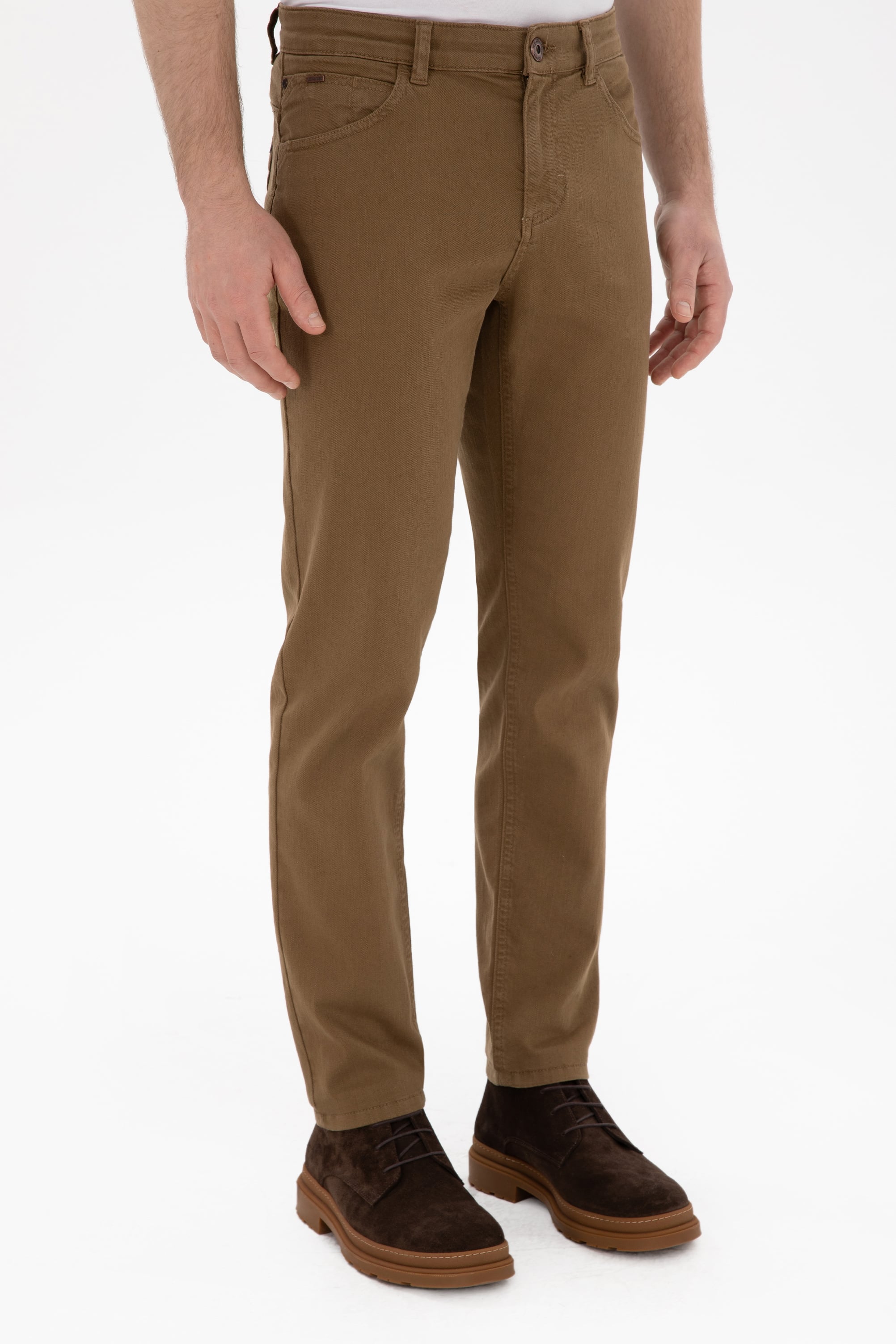 Erkek Slim Fit Haki Kanvas Pantolon