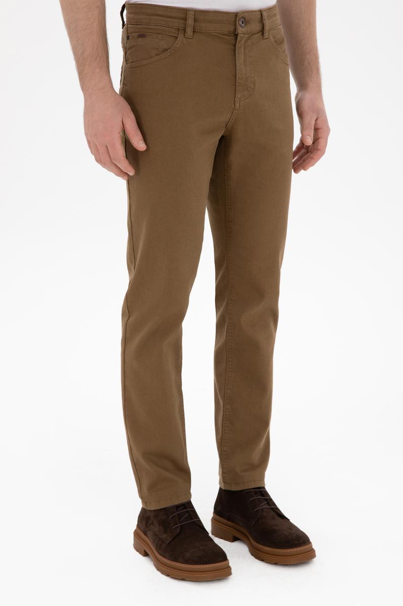 Erkek Slim Fit Haki Kanvas Pantolon