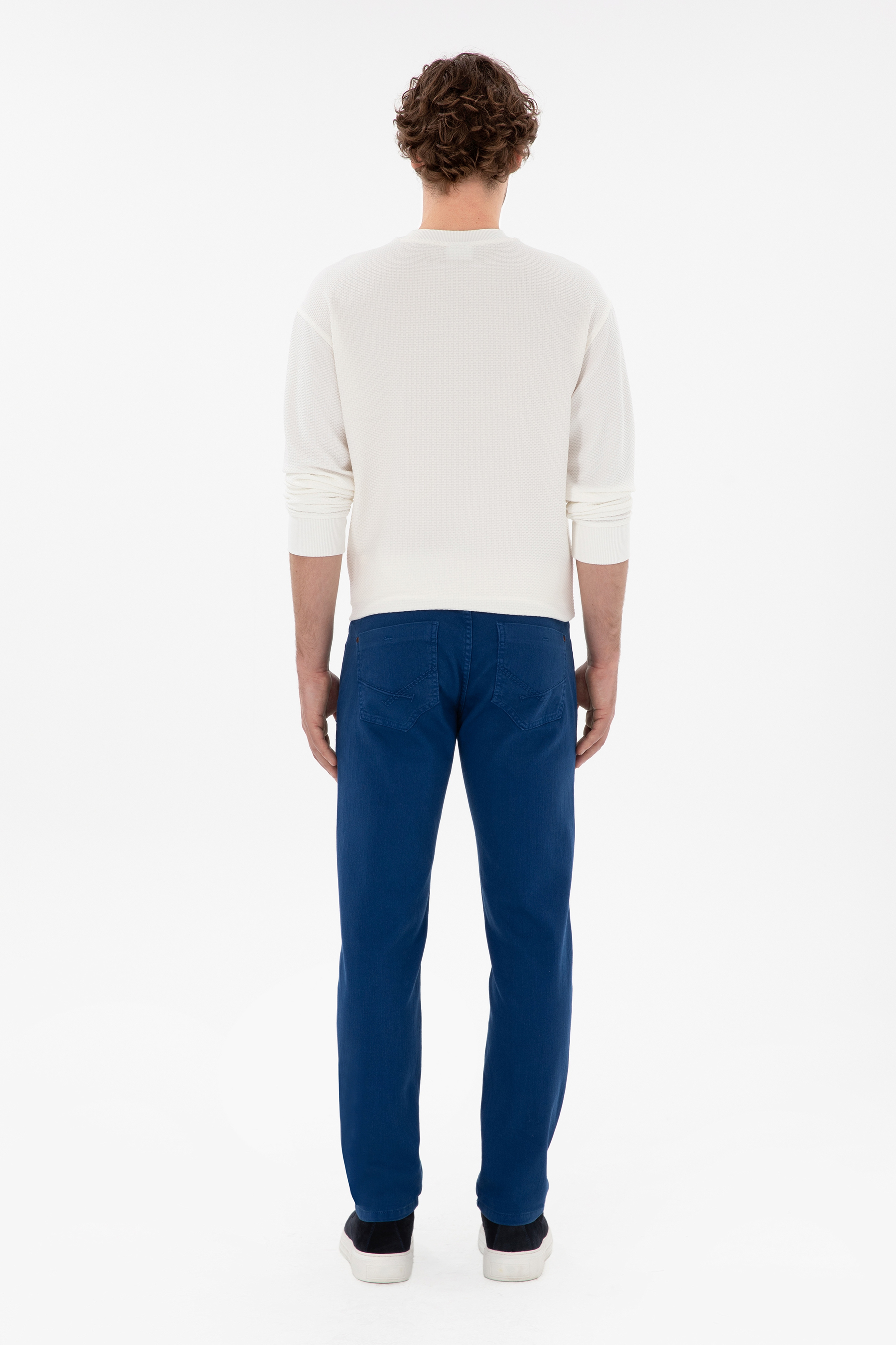 Erkek Slim Fit İndigo Kanvas Pantolon - Image 4