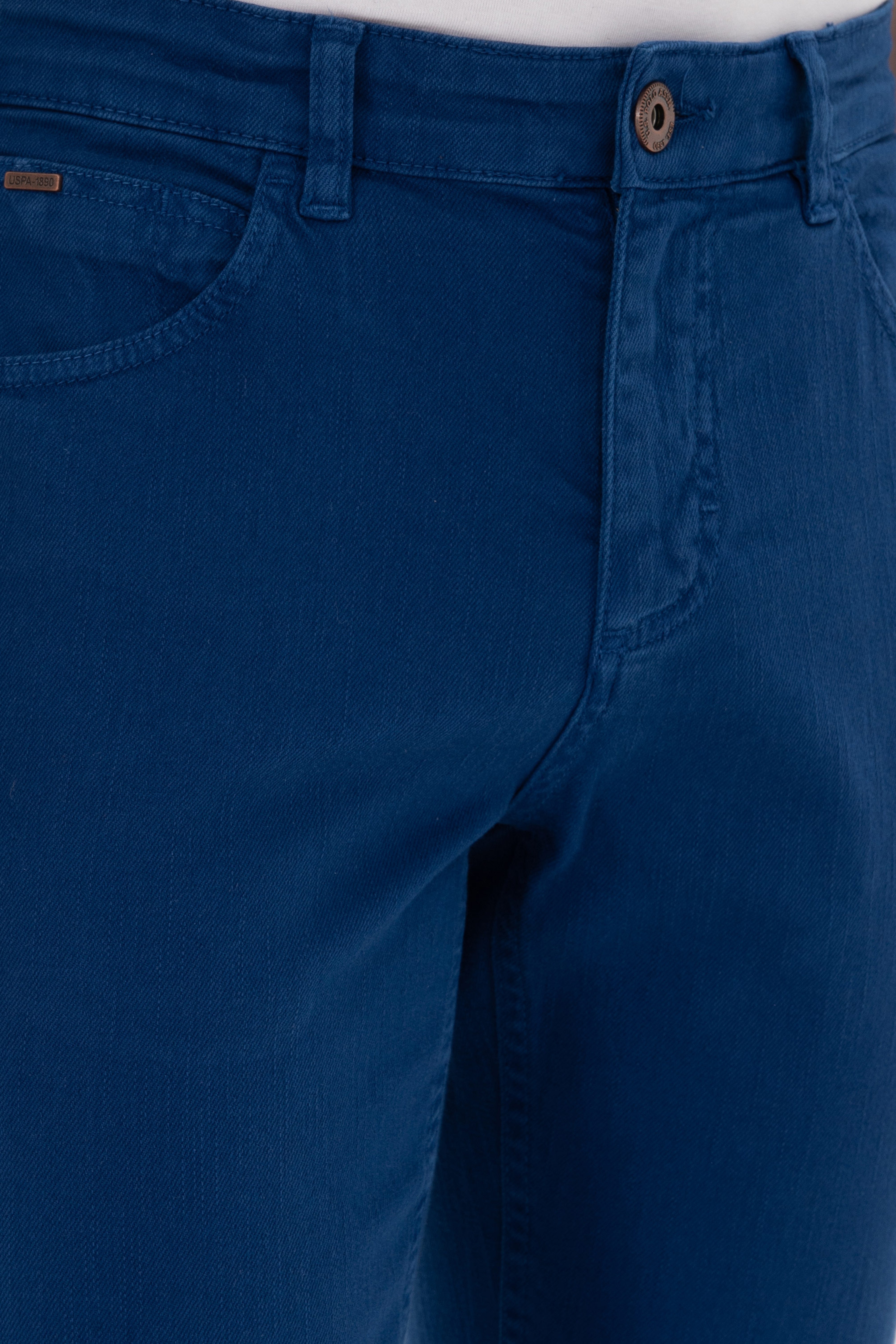 Erkek Slim Fit İndigo Kanvas Pantolon