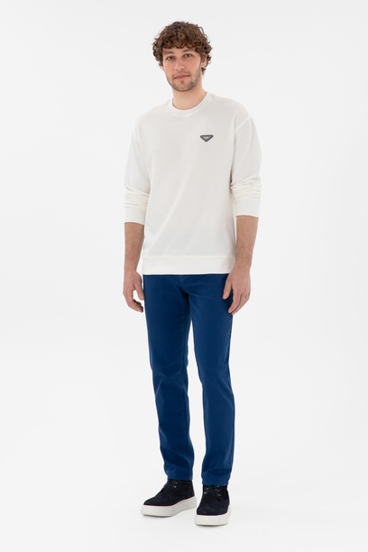 Erkek Slim Fit İndigo Kanvas Pantolon