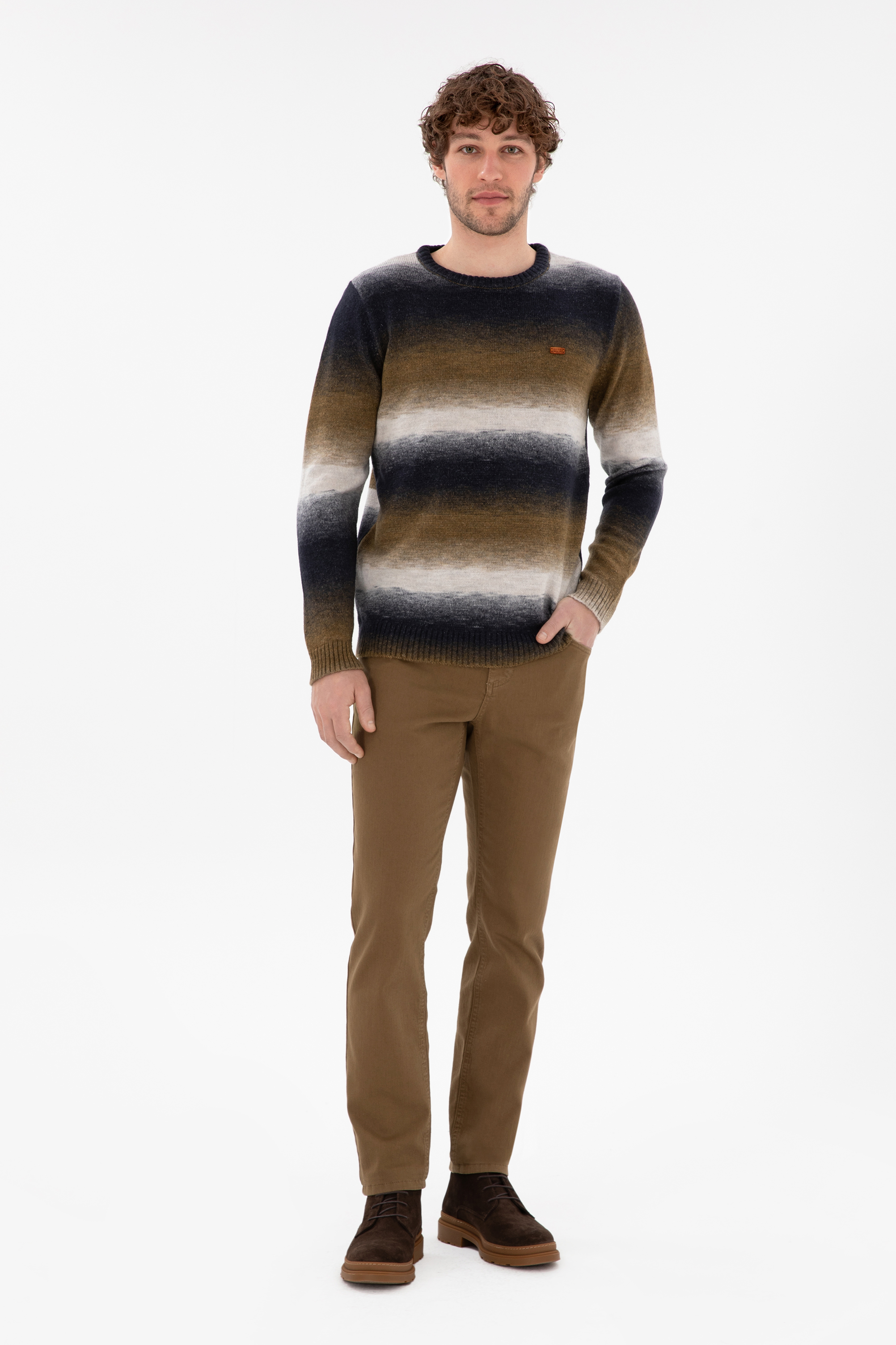 Erkek Slim Fit Haki Kanvas Pantolon - Image 1