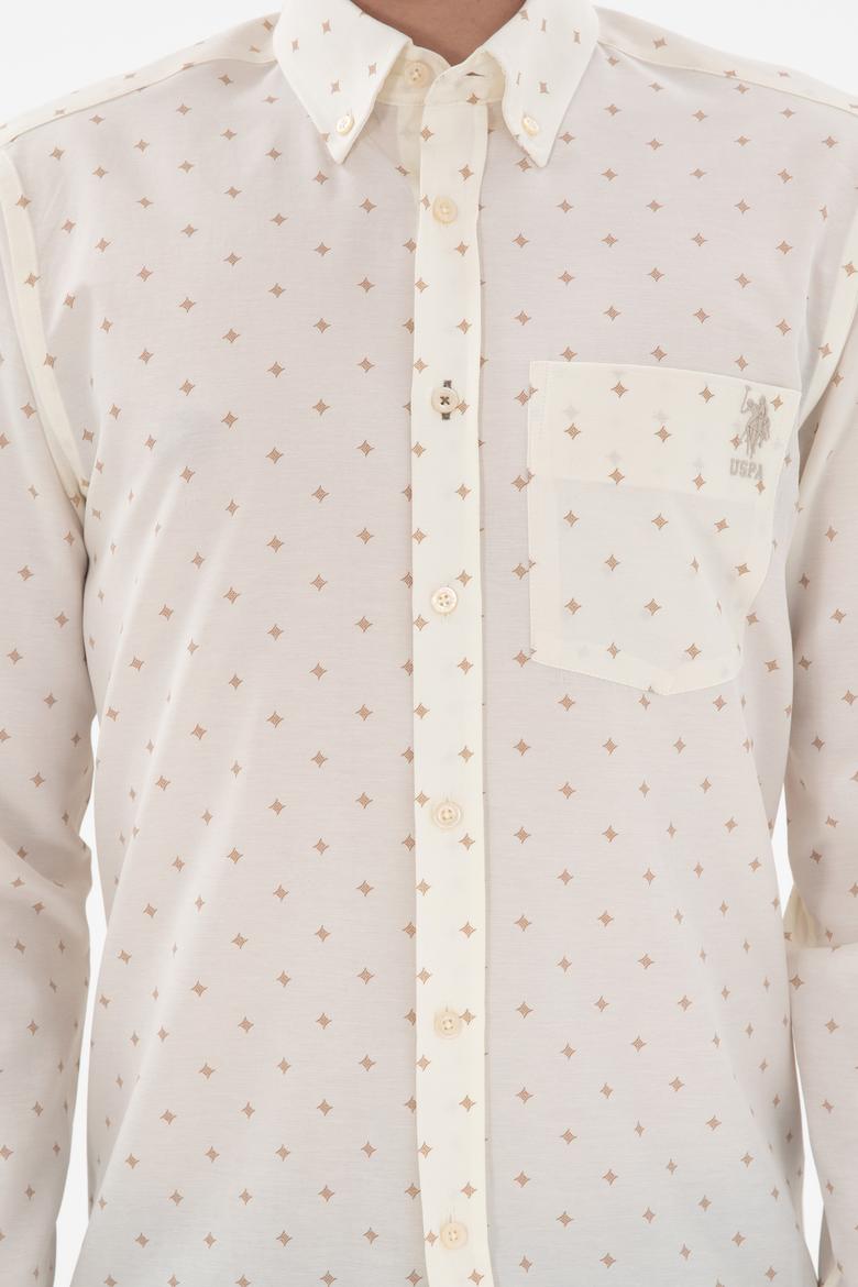 Erkek Krem Regular Fit Cepli Gömlek - 50296606036