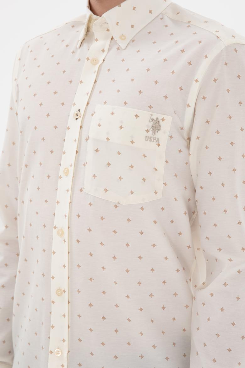 Erkek Krem Regular Fit Cepli Gömlek - 50296606036