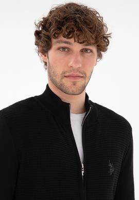 Erkek Siyah Basic Triko Hırka - 50294738028