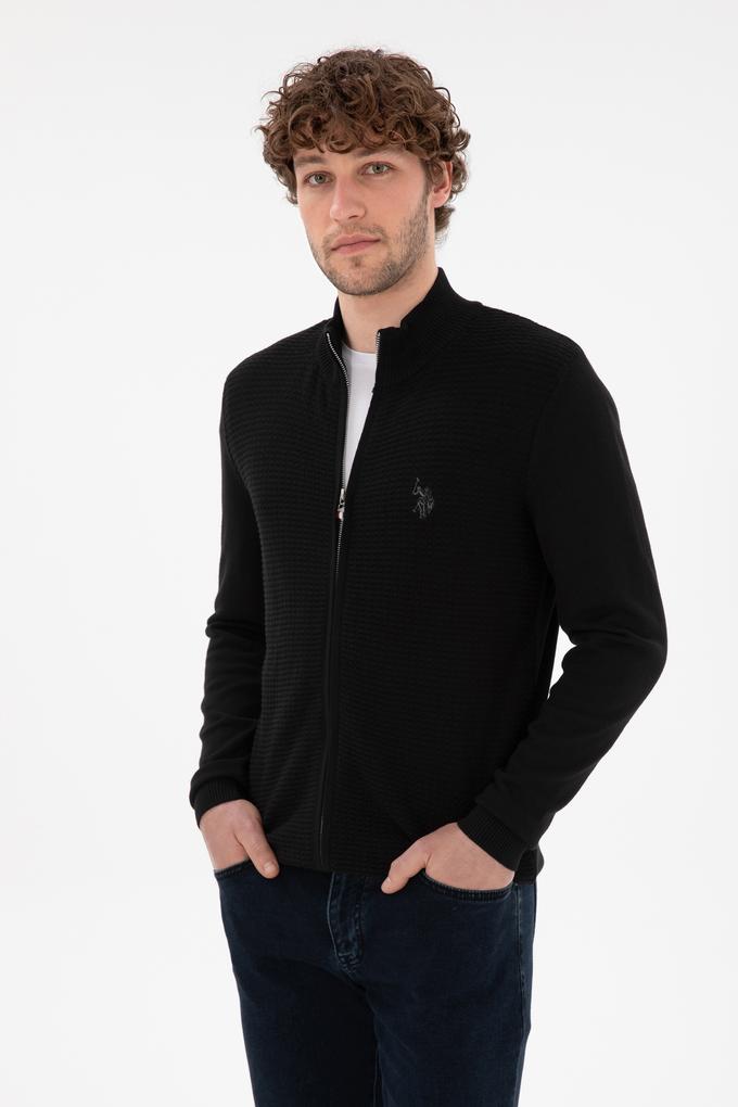 Erkek Siyah Basic Triko Hırka