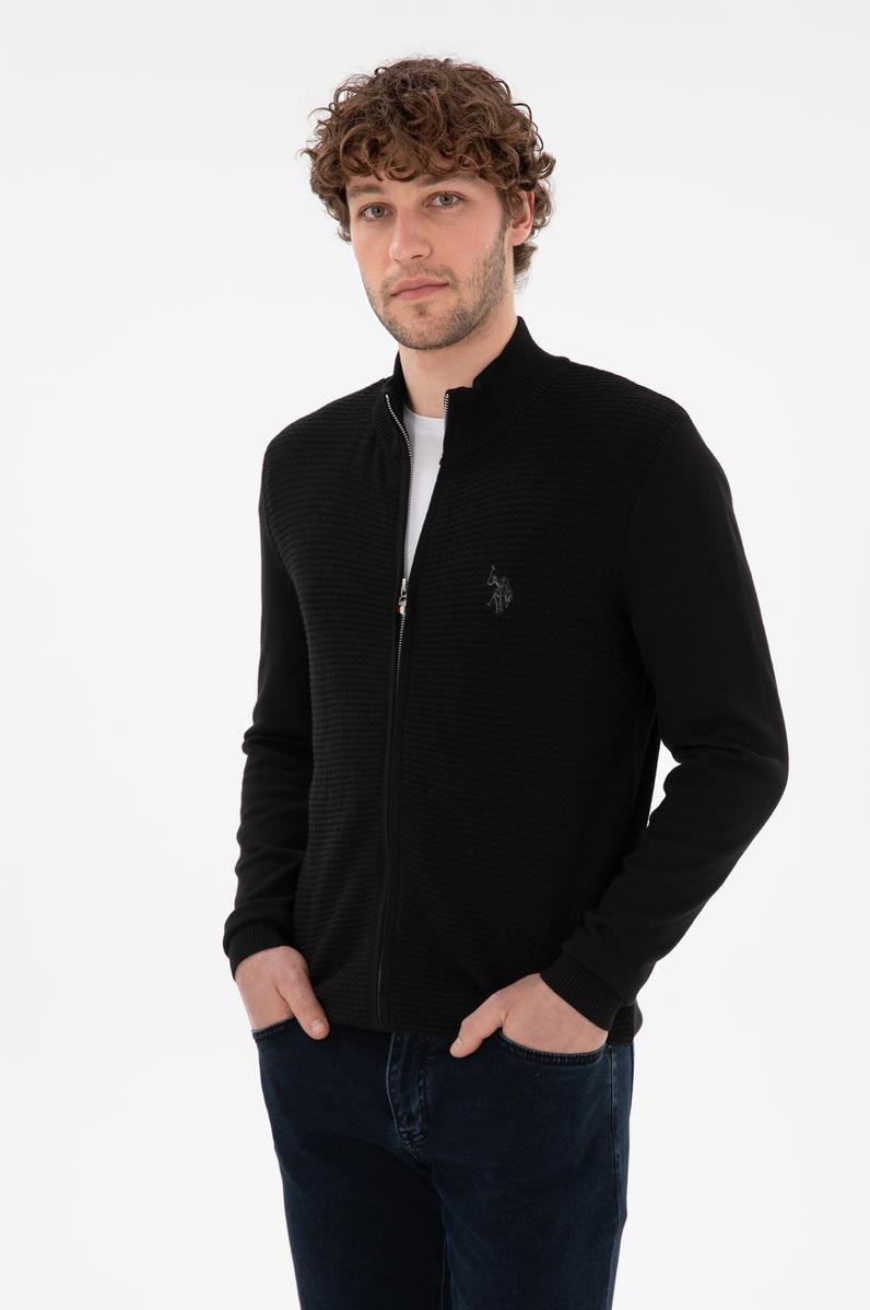 Erkek Siyah Basic Triko Hırka