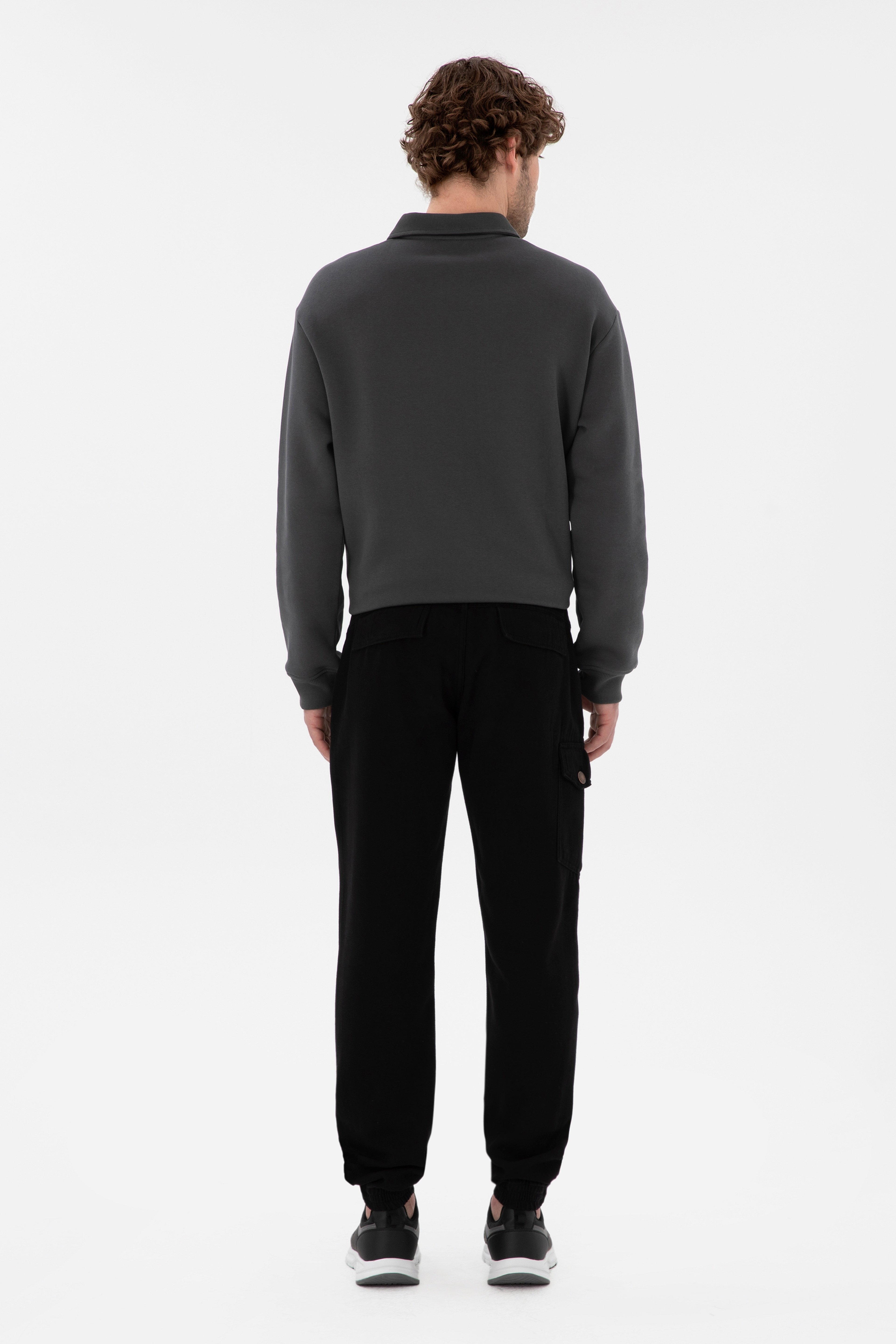 Erkek Jogger Fit Siyah Kanvas Pantolon
