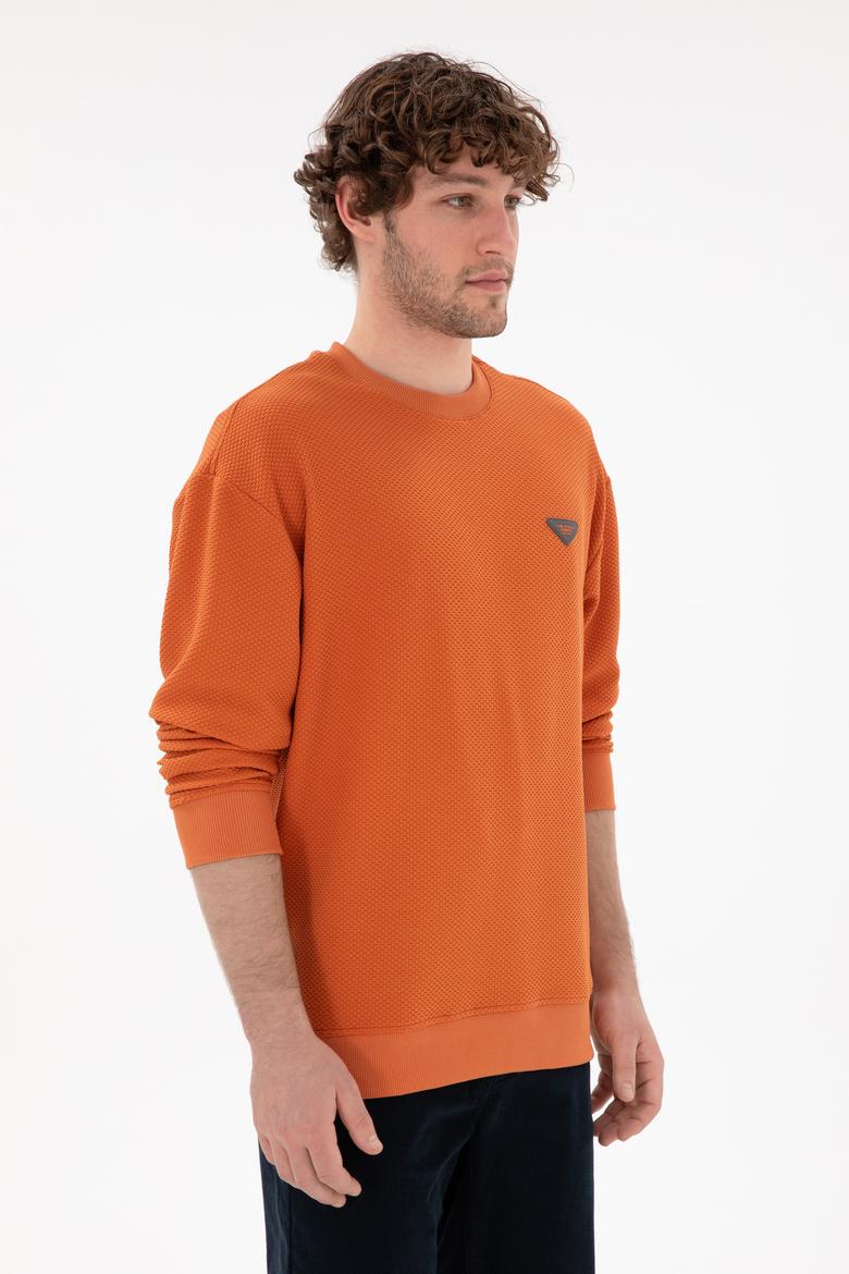 Erkek Comfort Fit Bisiklet Yaka Tarçın Sweatshirt