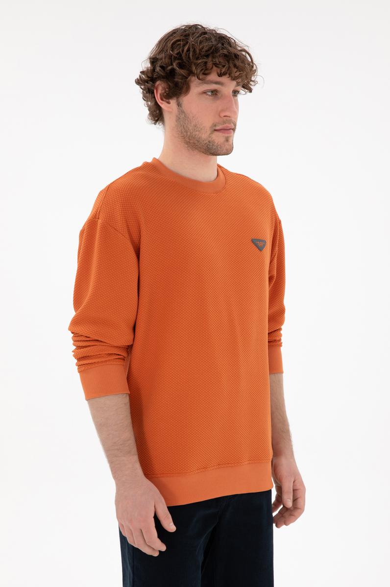 Erkek Comfort Fit Bisiklet Yaka Tarçın Sweatshirt