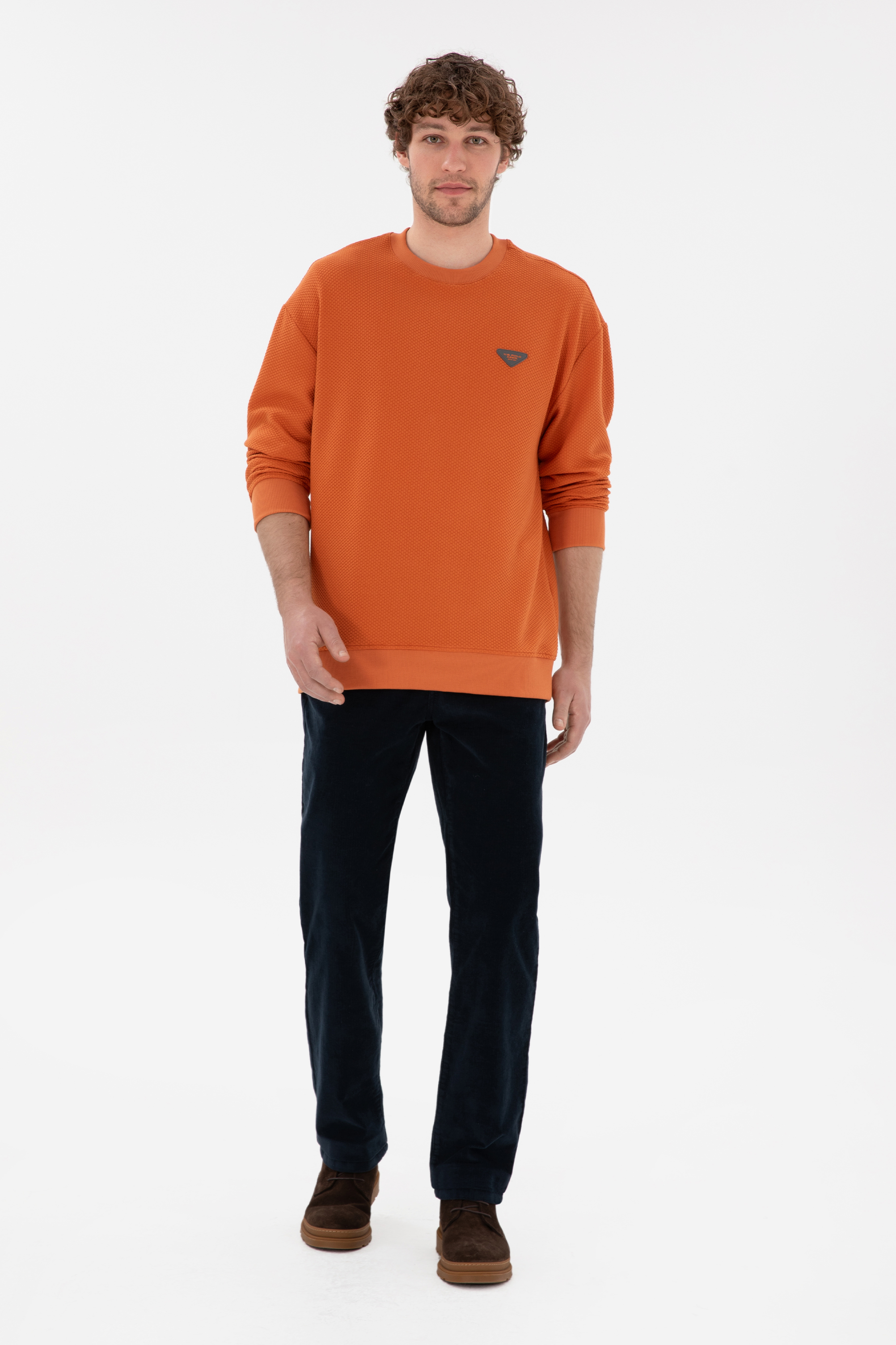 Erkek Comfort Fit Bisiklet Yaka Tarçın Sweatshirt - Image 4