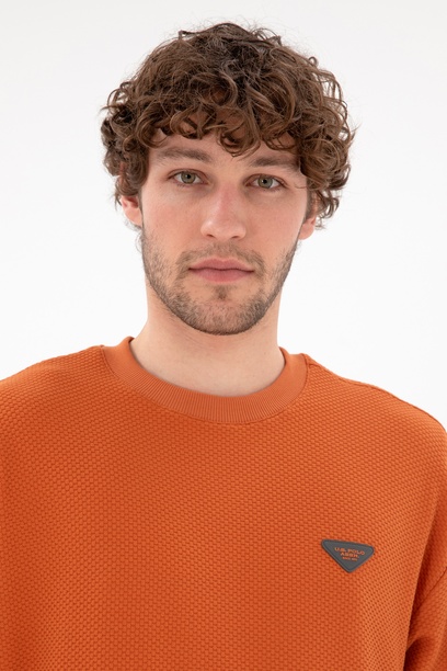 Erkek Comfort Fit Bisiklet Yaka Tarçın Sweatshirt