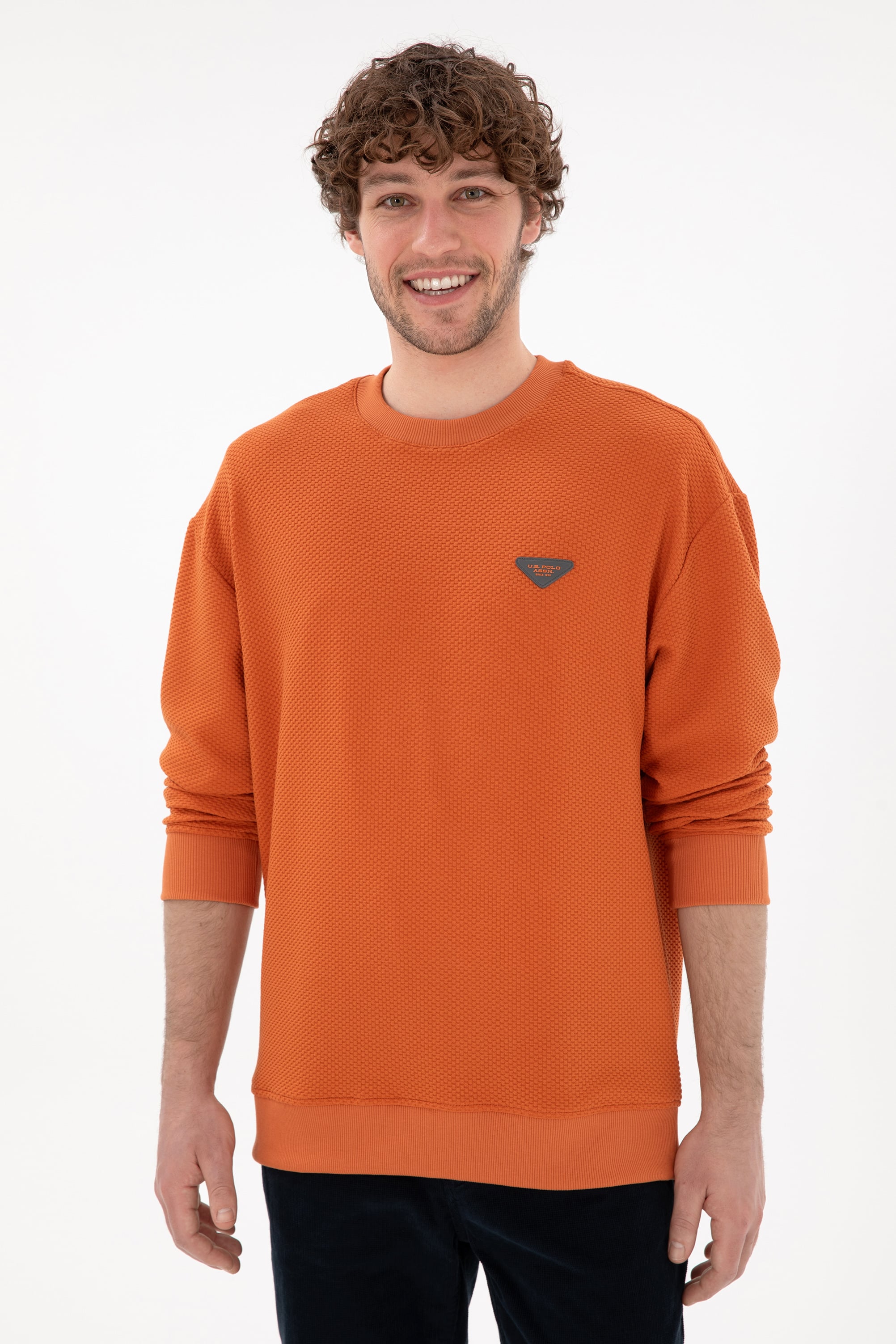 Erkek Comfort Fit Bisiklet Yaka Tarçın Sweatshirt