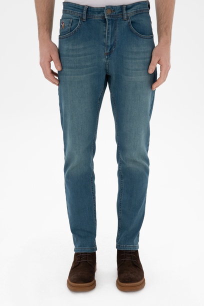 Erkek Mavi Tapered Fit Jean Pantolon