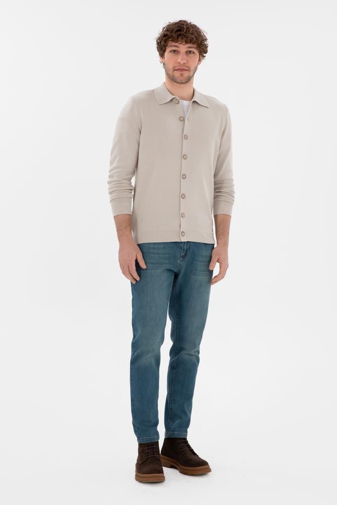 Erkek Mavi Tapered Fit Jean Pantolon