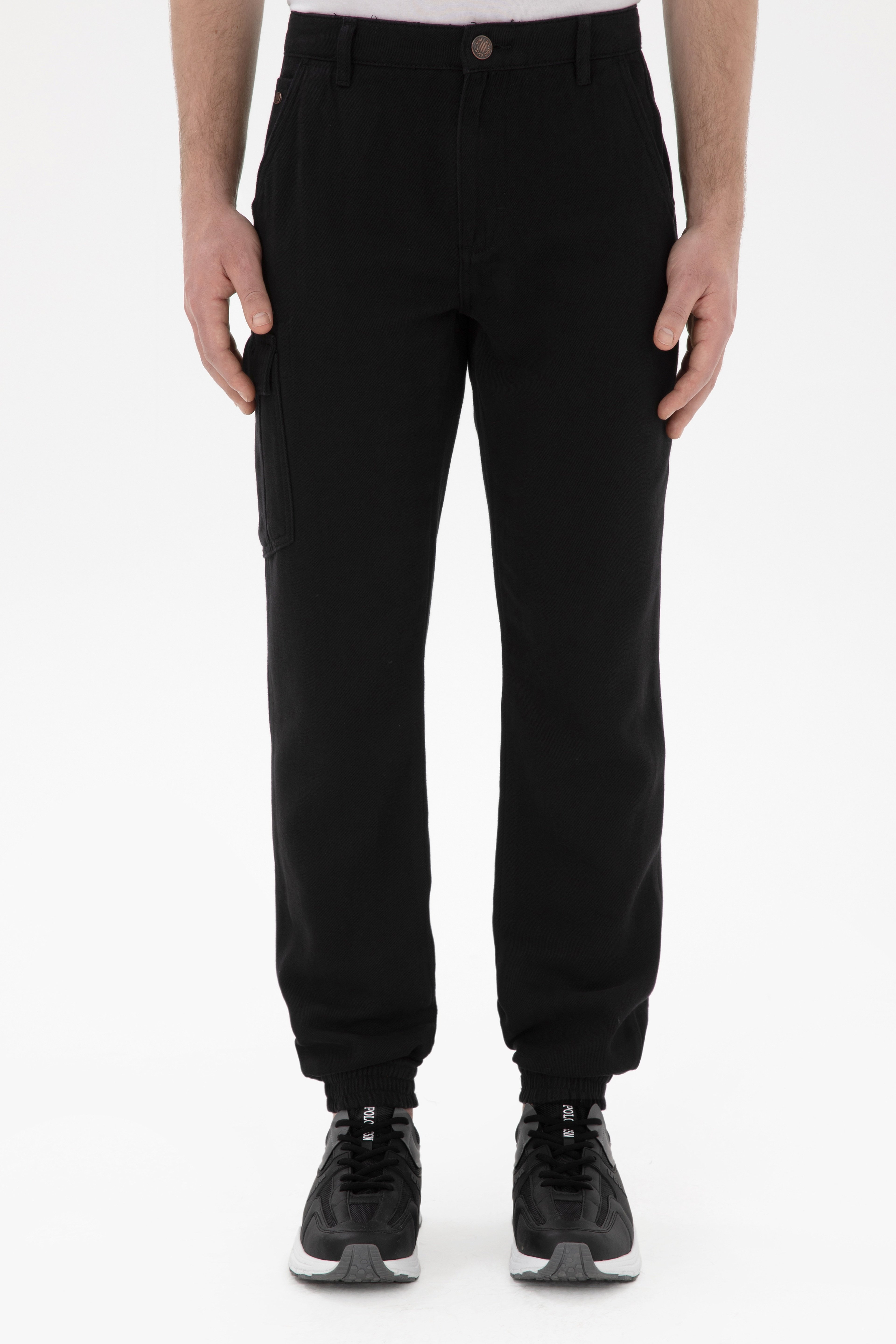 Erkek Jogger Fit Siyah Kanvas Pantolon - Image 2