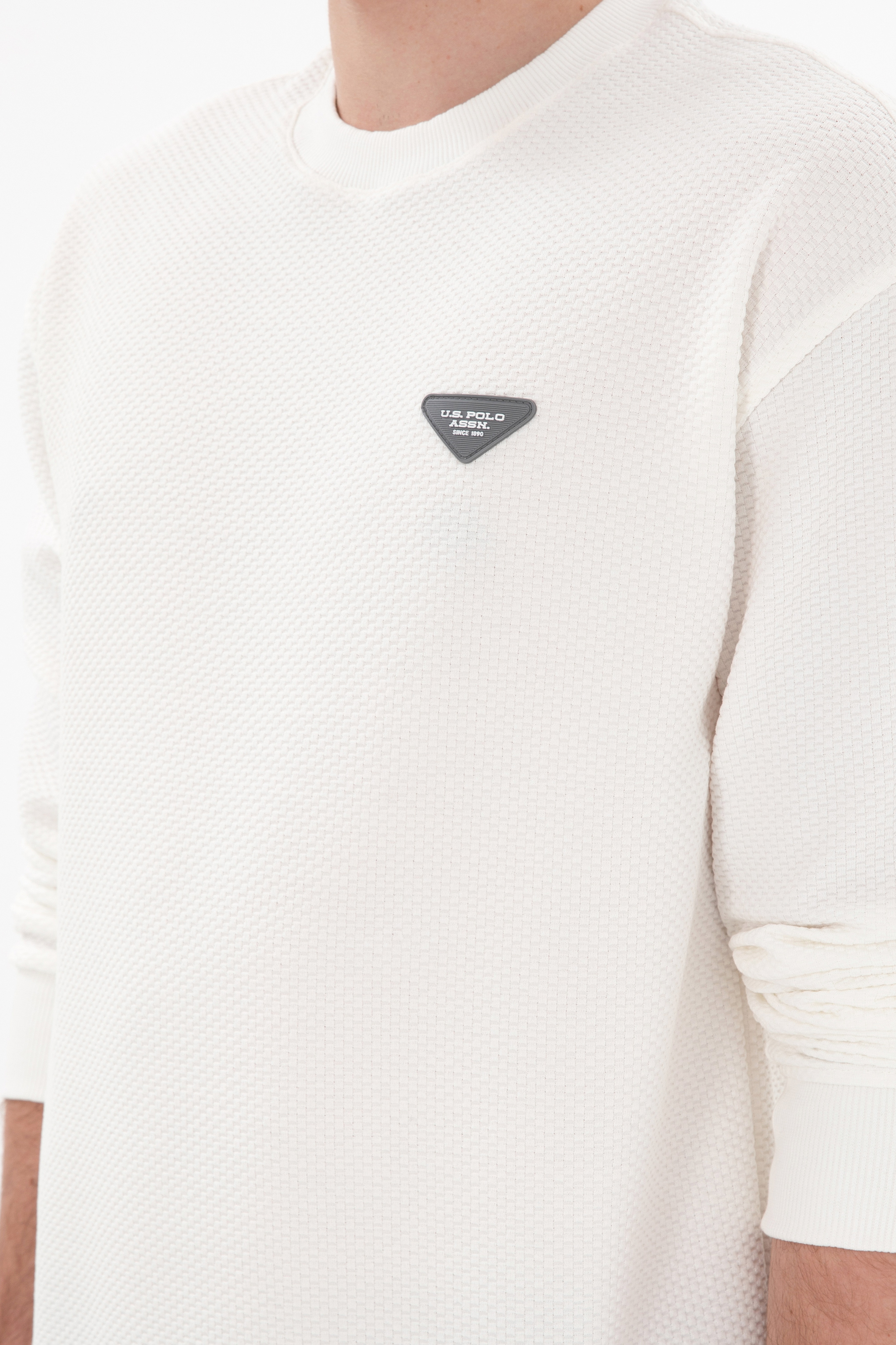 Erkek Comfort Fit Bisiklet Yaka Krem Sweatshirt - Image 7
