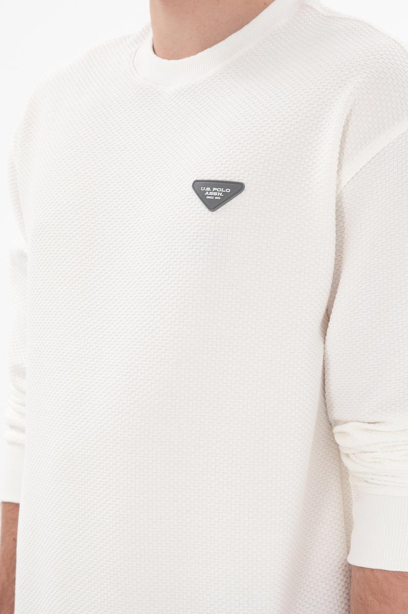 Erkek Comfort Fit Bisiklet Yaka Krem Sweatshirt