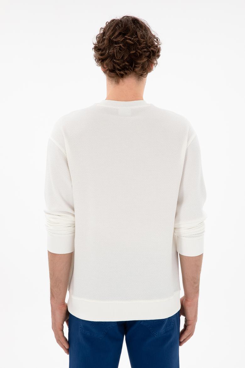 Erkek Comfort Fit Bisiklet Yaka Krem Sweatshirt - 50290777029