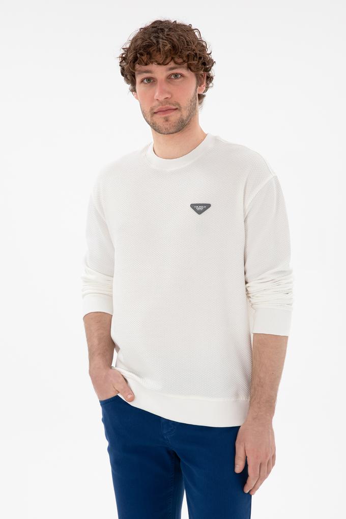 Erkek Comfort Fit Bisiklet Yaka Krem Sweatshirt