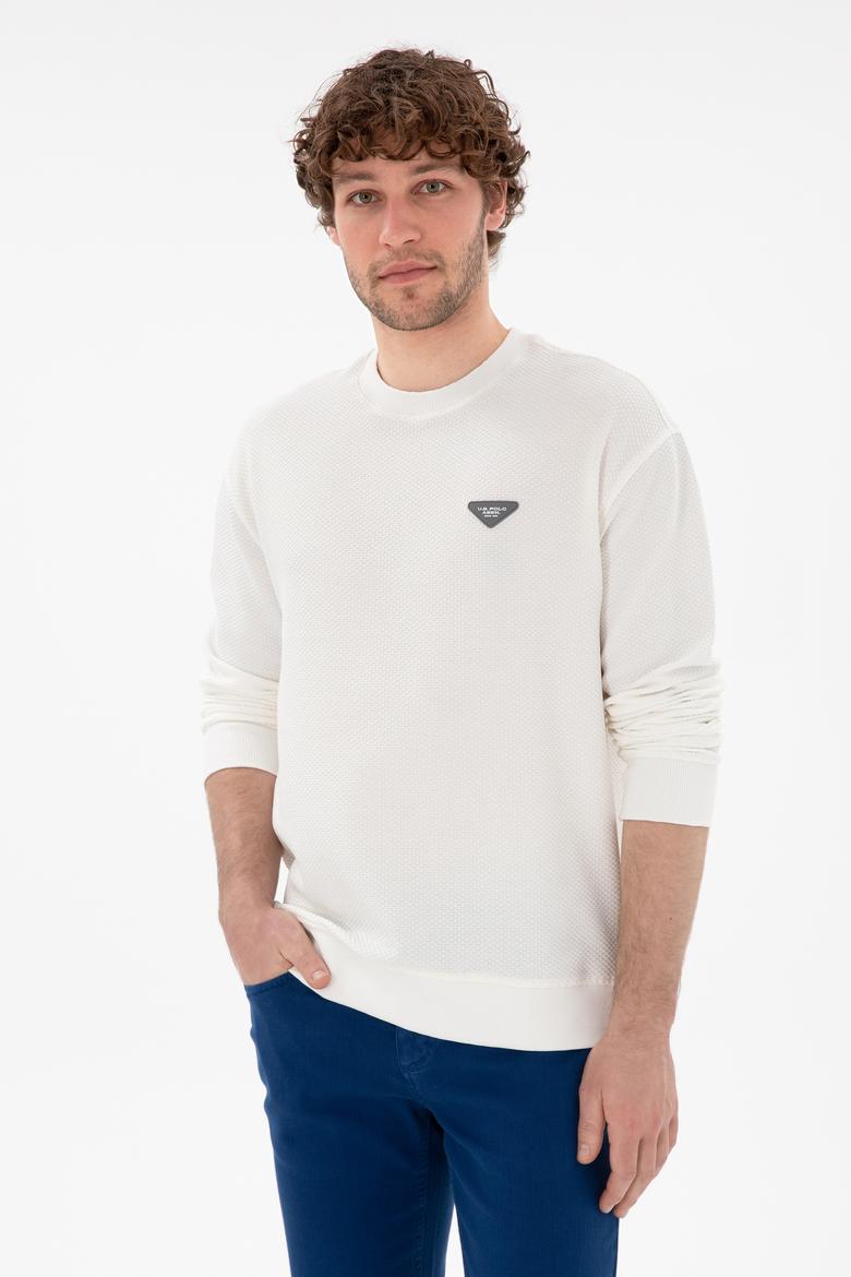 Erkek Comfort Fit Bisiklet Yaka Krem Sweatshirt