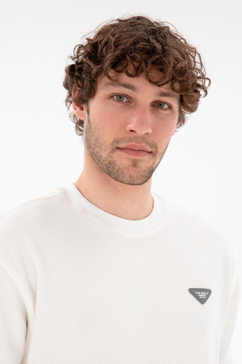 Erkek Comfort Fit Bisiklet Yaka Krem Sweatshirt