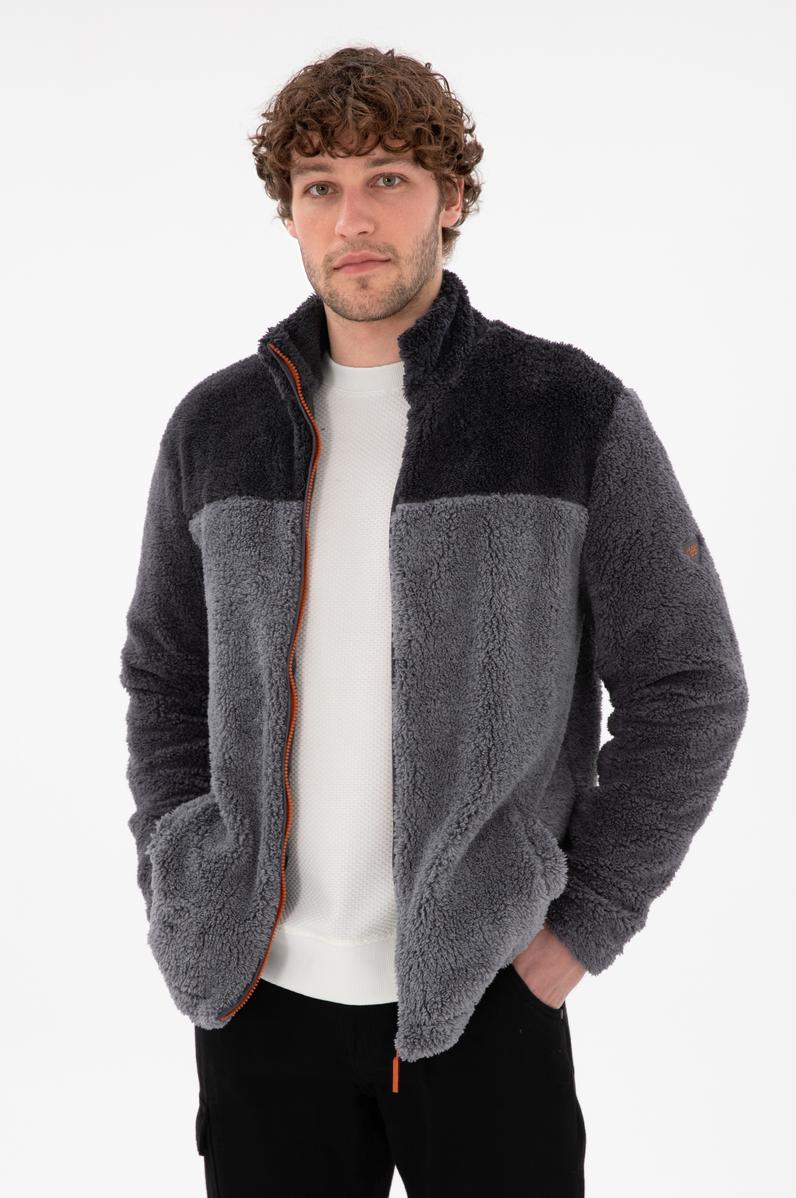 Erkek Açık Gri Örme Hırka