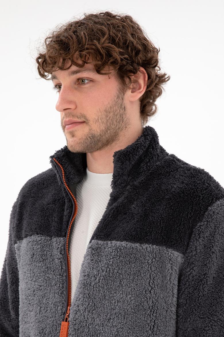 Erkek Açık Gri Örme Hırka - 50290782039