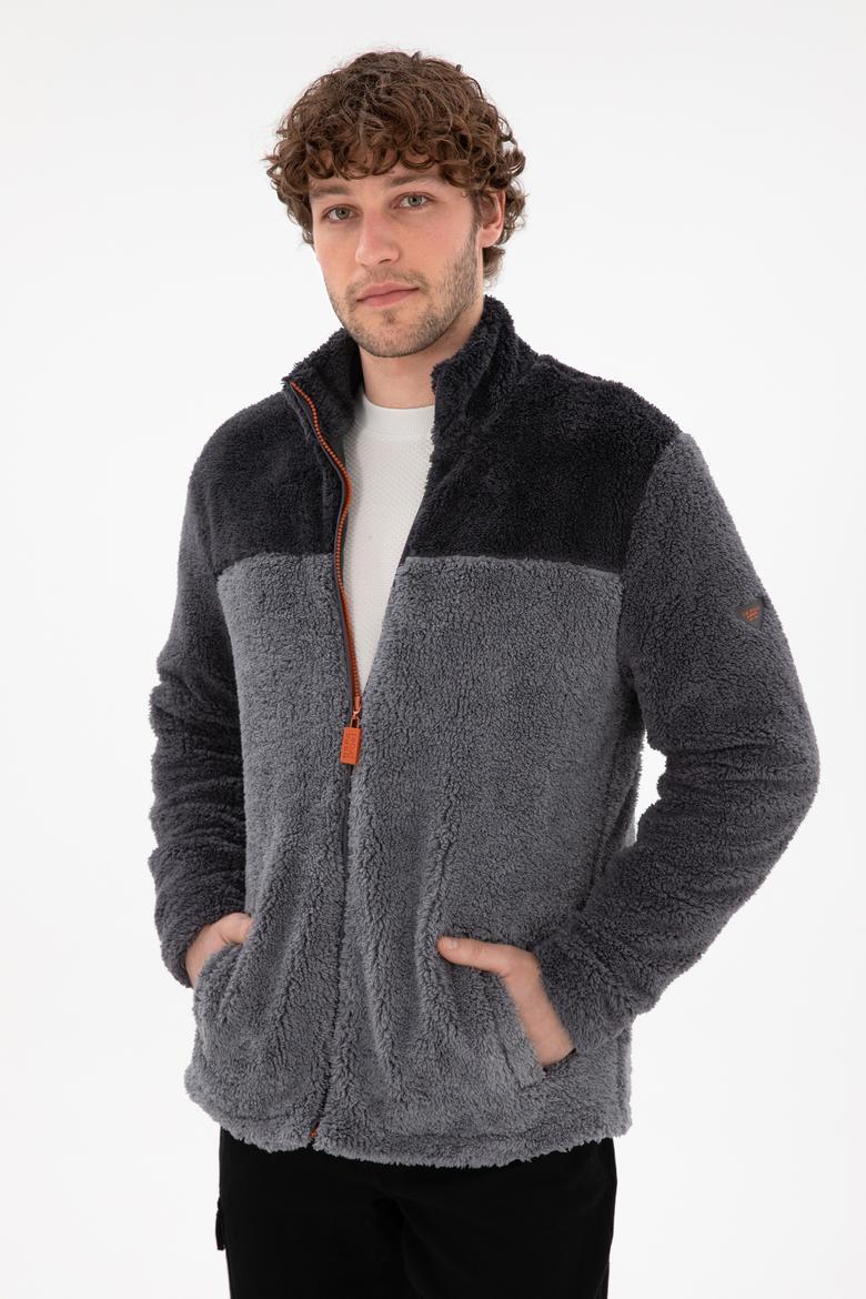 Erkek Açık Gri Örme Hırka - 50290782039