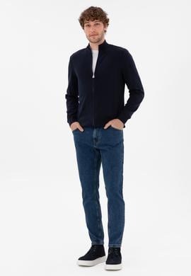 Erkek Lacivert Basic Triko Hırka - 50298268016