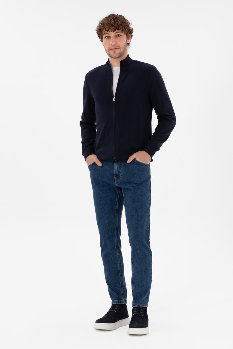 Erkek Lacivert Basic Triko Hırka - 50298268016