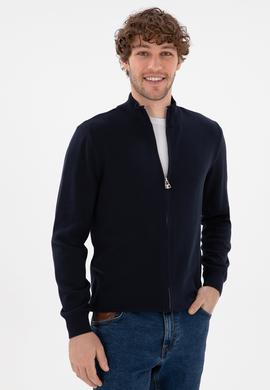 Erkek Lacivert Basic Triko Hırka - 50298268016