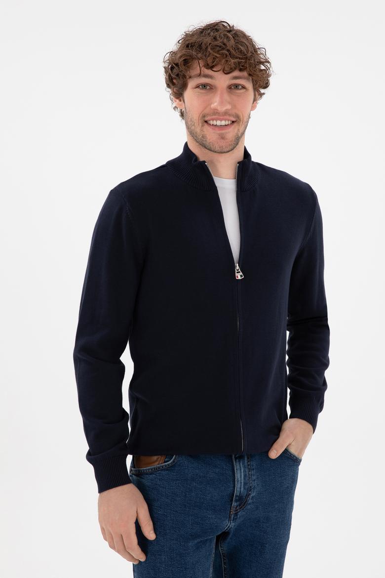 Erkek Lacivert Basic Triko Hırka - 50298268016