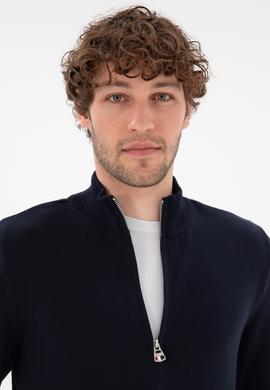 Erkek Lacivert Basic Triko Hırka - 50298268016