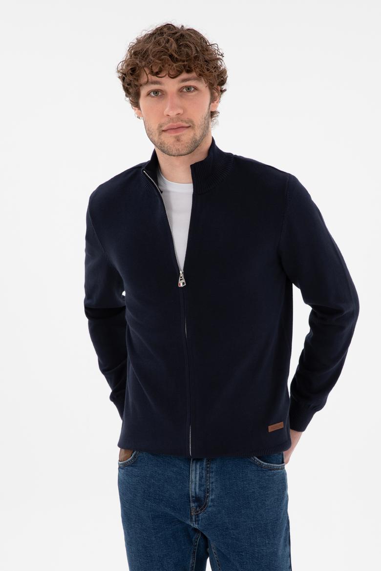 Erkek Lacivert Basic Triko Hırka