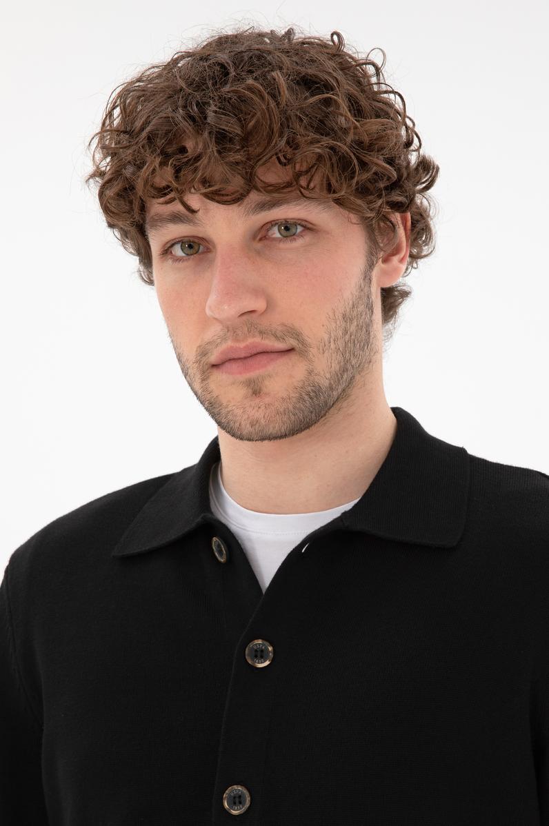 Erkek Siyah Basic Triko Hırka