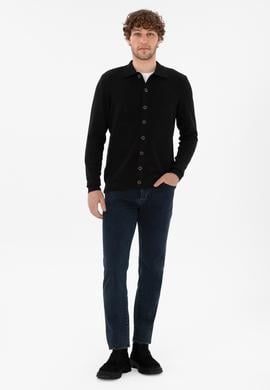 Erkek Siyah Basic Triko Hırka - 50298272053