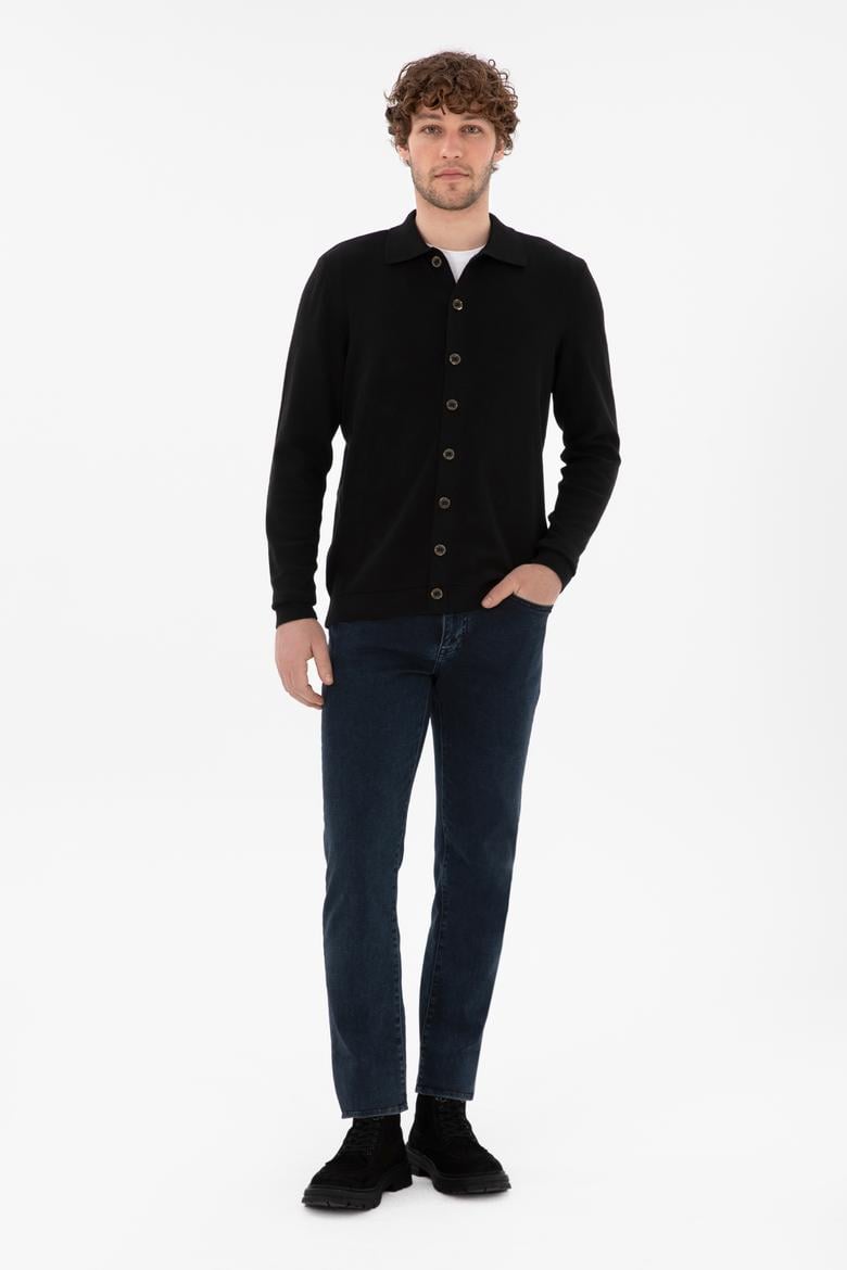 Erkek Siyah Basic Triko Hırka - 50298272053