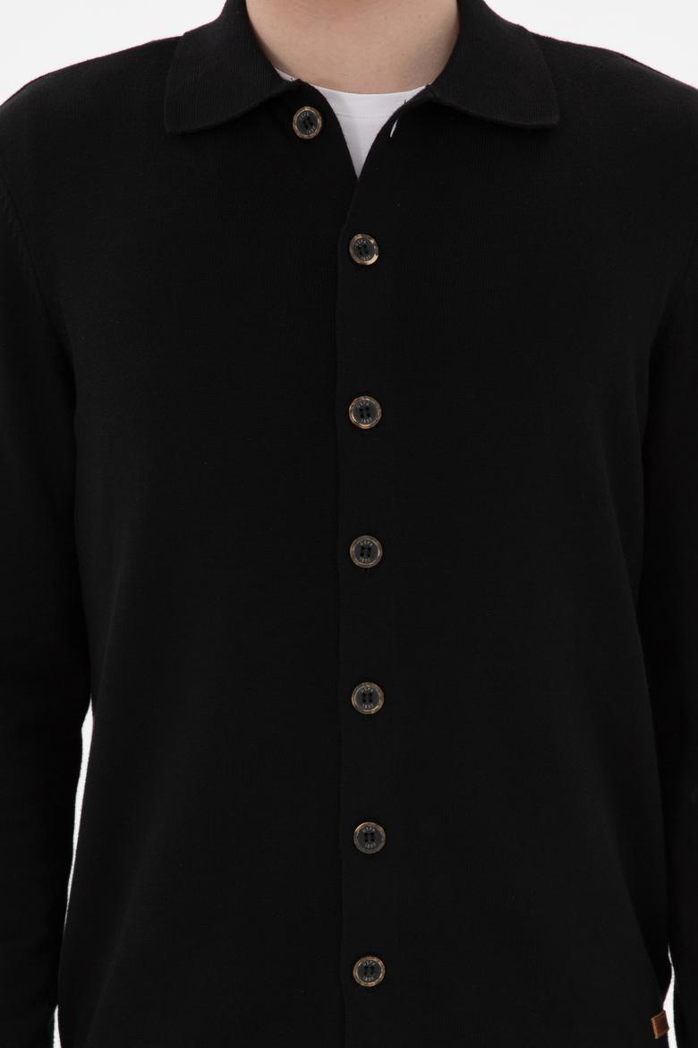 Erkek Siyah Basic Triko Hırka - 50298272053