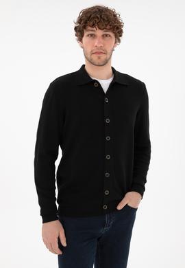 Erkek Siyah Basic Triko Hırka - 50298272053