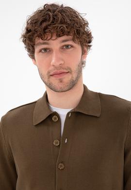 Erkek Haki Basic Triko Hırka - 50298272032