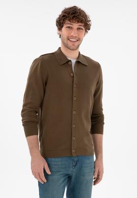 Erkek Haki Basic Triko Hırka - 50298272032