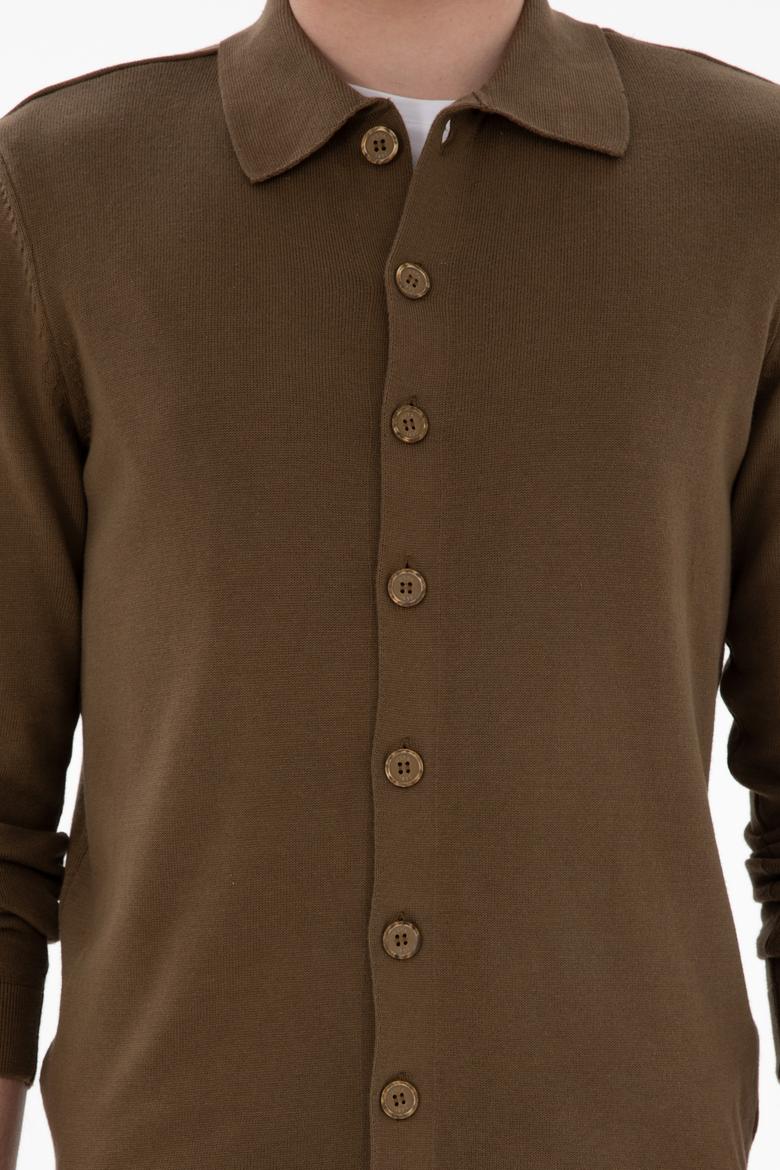 Erkek Haki Basic Triko Hırka - 50298272032