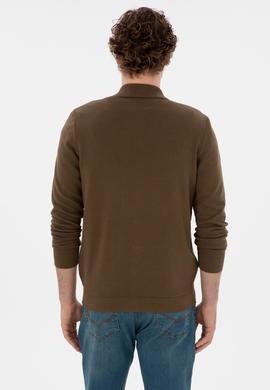 Erkek Haki Basic Triko Hırka - 50298272032