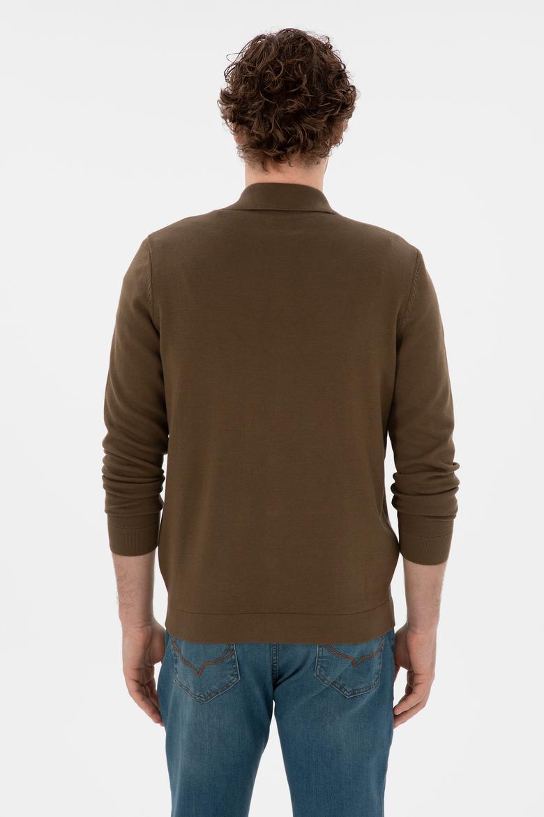 Erkek Haki Basic Triko Hırka - 50298272032