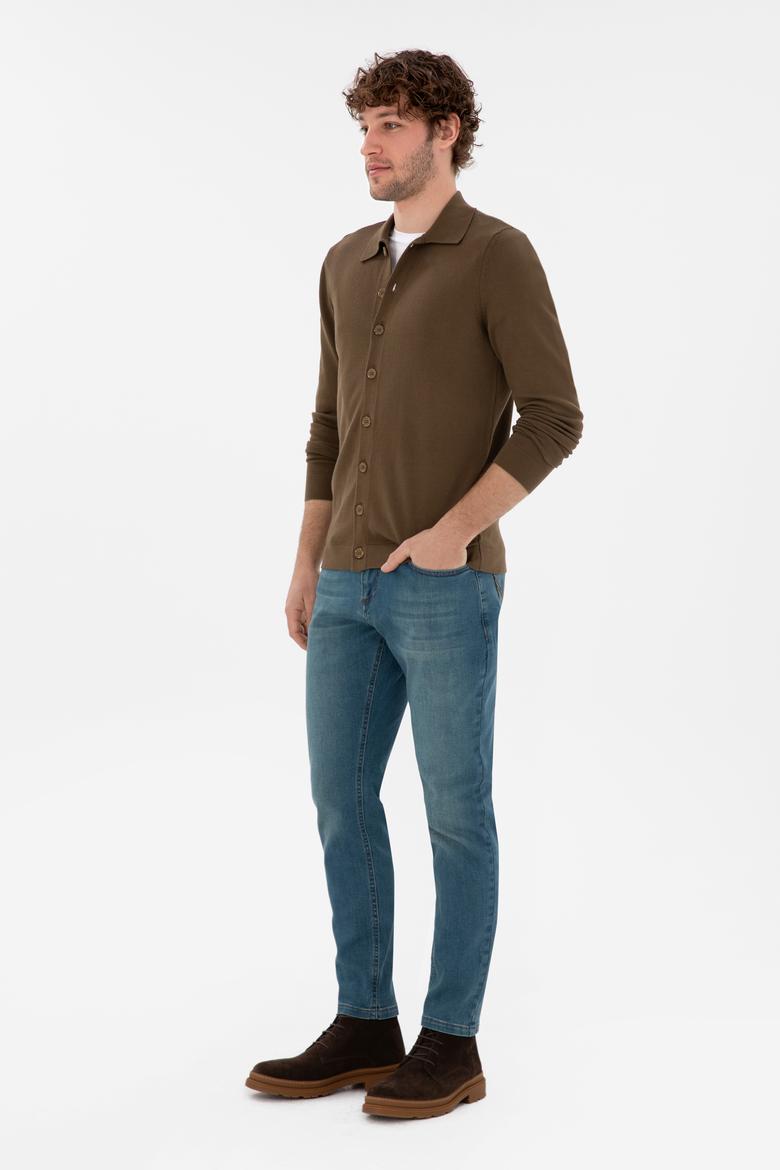 Erkek Haki Basic Triko Hırka - 50298272032